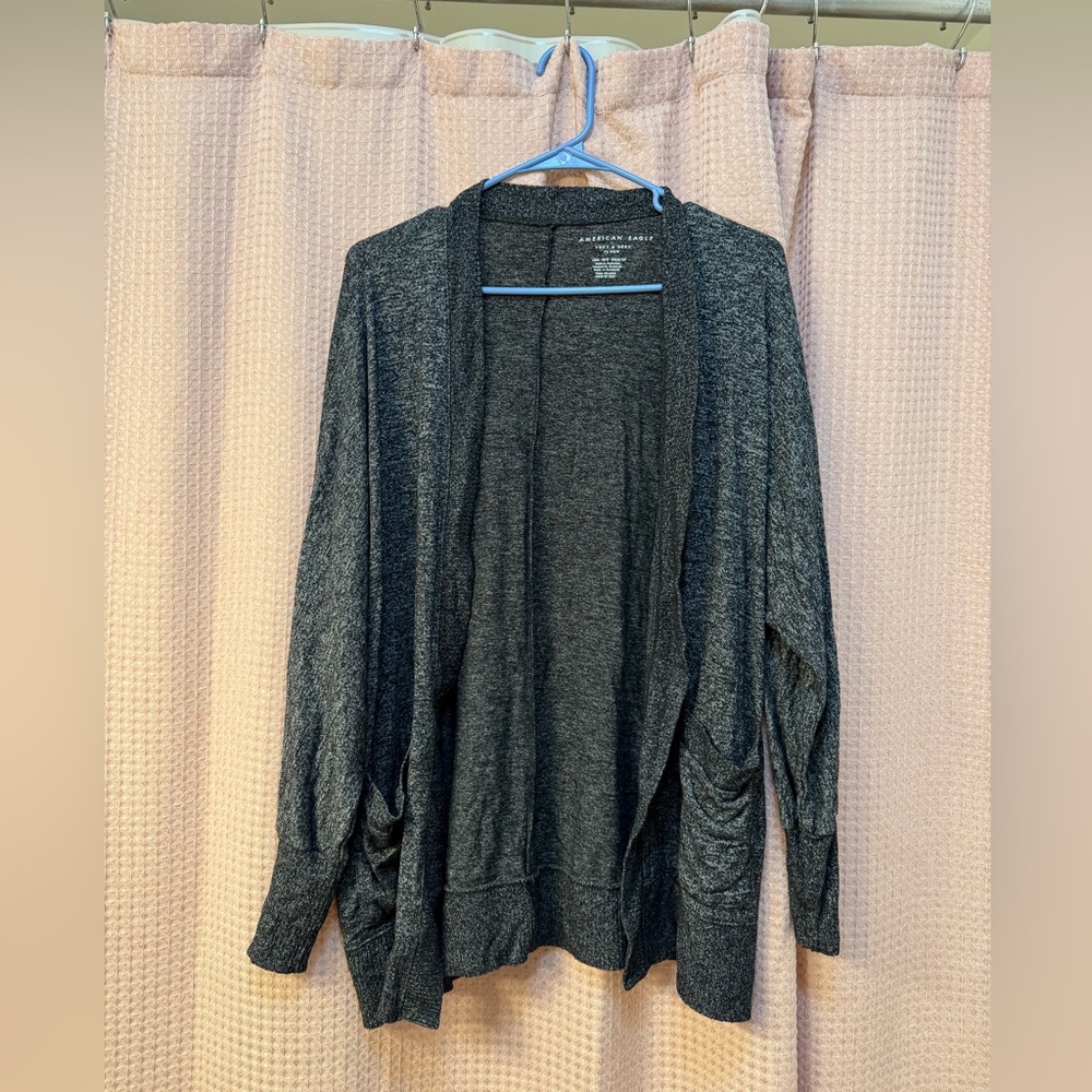 American Eagle Outfitters Charcoal Open-Front Women's Cardigan